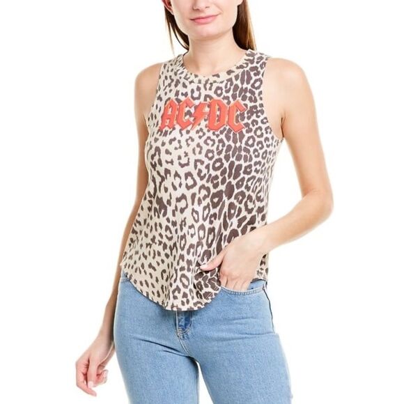 Chaser | Tops | Newchaser X Free People Acdc Studded Leopard Top | Poshmark